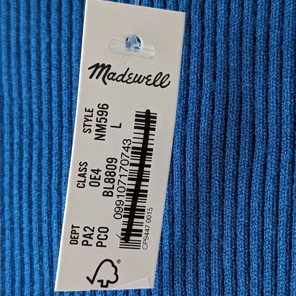 Madewell Sweater Cutaway Soft Ribbed Tank sz L NM596 In Pacific Cove NWT - Picture 10 of 11